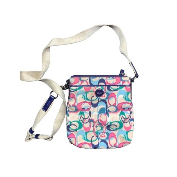 Coach Ikat Scribble Signature Multicolor Crossbody Purse Patent Leather - Picture 1 of 3